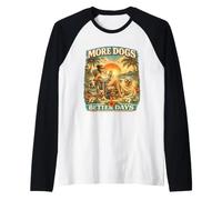 Más Perros Menos Drama Dueño de Perro Estilo de Vida Rescate Perros Humor Camiseta Manga Raglan