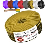 MAS Premium 5-100 m cable único cable H07 V-U 1.5 2.5 alambre único rígido (H07 V-U 2.5 GNGE, 100 m)
