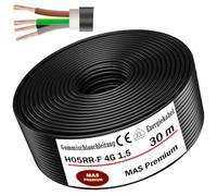 MAS Premium 5-100m Gummischlauchleitung Energie- Baustellkabel H05RR-F 2x 0,75_1_1,5; 3G 0,75_1_1_1,5_2,5; 4G 0,75_1_1,5; 5G 1,5_2,5 Flexible Leitung für leichten Geräte (H05RR-F 4G 1,5 mm.) ², 30 m)