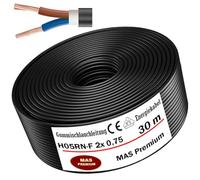 MAS Premium 5-100m Gummischlauchleitung Energiekabel Baustellkabel Baustellkabel H05RN-F 2x 0,75 mm², 2x 1 mm², 3G0,75 mm² oder 3G1 mm² Flexible Leitung für schwere Geräte (H05RN-F 2x 0,75 mm², 30m)
