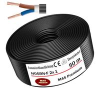 MAS Premium 5-100m Gummischlauchleitung Energiekabel Baustellkabel Baustellkabel H05RN-F 2x 0,75 mm², 2x 1 mm², 3G0,75 mm² oder 3G1 mm² Flexible Leitung für schwere Geräte (H05RN-F 2x 1 mm², 50m)