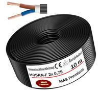 MAS Premium 5-100m Gummischlauchleitung Energiekabel Baustellkabel Baustellkabel H05RN-F 2x 0,75 mm², 2x 1 mm², 3G0,75 mm² oder 3G1 mm² Flexible Leitung für schwere Geräte (H05RN-F 2x 0,75 mm², 10m)