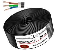 MAS Premium 5-100m Gummischlauchleitung Energiekabel Baustellkabel Baustellkabel H05RN-F 2x 0,75 mm², 2x 1 mm², 3G0,75 mm² oder 3G1 mm² Flexible Leitung für schwere Geräte (H05RN-F 3G0,75 mm², 60m)