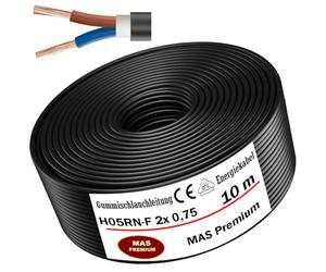 MAS Premium 5-100m Gummischlauchleitung Energiekabel Baustellkabel Baustellkabel H05RN-F 2x 0,75 mm², 2x 1 mm², 3G0,75 mm² oder 3G1 mm² Flexible Leitung für schwere Geräte (H05RN-F 2x 0,75 mm², 10m)