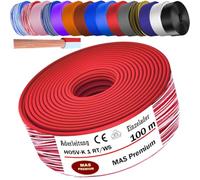 MAS Premium Cable de 5 a 100 m H05 V-K 1 mm² BLWS BR DBL DBLWS GNGE GR HBL OR RS RT RTWS SW U-MAR.BL VIO o WS Single ader flexible (rojo-blanco, 100 m)
