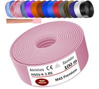 MAS Premium Cable de 5 a 100 m H05 V-K 1 mm² BLWS BR DBL DBLWS GNGE GR HBL OR RS RT RTWS SW U-MAR.BL VIO o WS Single ader flexible (rosa, 100 m)