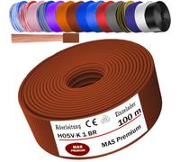 MAS Premium Cable de 5 a 100 m H05 V-K 1 mm² BLWS BR DBL DBLWS GNGE GR HBL OR RS RT RTWS SW U-MAR.BL VIO o WS Single ader flexible (marrón, 100 m)