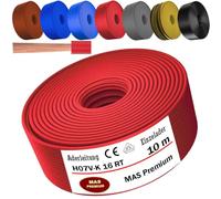 MAS Premium Cable de 5 a 100 m H07 V-K 16 mm² negro, marrón, azul oscuro, amarillo verdoso, gris, azul claro o rojo, cable individual flexible (rojo, 10 m)