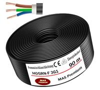 MAS Premium Cable de alimentación de goma de 5 a 100 m, H05RN-F 3G1 mm², cable flexible para equipos pesados (90 m)