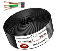 MAS Premium Cable de alimentación de goma de 5 a 50 m, H07RN-F 4G6 mm², cable flexible con conductor de protección para dispositivos pesados (25 m)