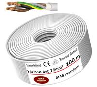 MAS Premium Cable de control flexible YSLY-JB de 5 a 250 m, 4 x 0,75 mm², color gris, cable de medición, control y regulación para máquinas herramientas, línea de control (100 m)