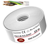 MAS Premium Cable de control flexible YSLY-JB de 5 a 250 m, 4 x 1,5 mm², color gris, cable de medición, control y regulación para máquinas herramientas, línea de control (15 m)