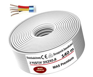 MAS Premium Cable de telecomunicaciones de 5 a 250 m, J-Y(ST) Y 2 x 2 x 0,8, línea telefónica (140 m)