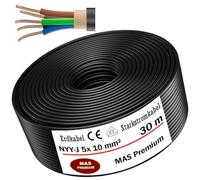 MAS-Premium - Cable eléctrico de marca alemana para instalación en tierra y exterior, cable de alimentación estándar (NYY-J 5 x 10 mm², 30 m)