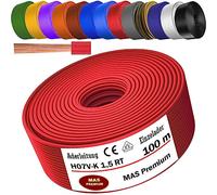 MAS Premium Cable eléctrico H07 V-K 1 x 1,5 mm² SW HBL GNGE GN RT DBL BR OR GR WS VIO U-MAR.BL o GE cable individual flexible de 5 a 100 m (rojo, 100 m)