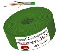 MAS Premium Cable KNX 5-250m EIB-Y(St) Y 2x2x0,8 GN cable de telecomunicaciones tuberías de autobús tuberías de bus en tecnología de sistemas de edificios (140m)