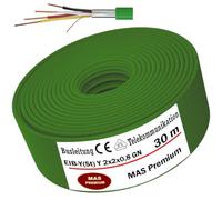 MAS Premium Cable KNX 5-250m EIB-Y(St) Y 2x2x0,8 GN línea de autobús de telecomunicaciones cable de autobús tubería de instalación señales de bus en tecnología de sistemas de edificios (30m)
