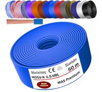 MAS Premium Cable senda H05 V-K 0,5 mm², BLWS BR DBL DBLWS GNGE GR HBL OR RS RT RTWS SW U-MAR.BL VIO o WS cable individual flexible (azul claro, 50 m)