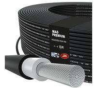 MAS Premium Cable solar H1Z2Z2-K 4, 6, 10 mm², 5-200 m, cable solar TÜV-2, sin halógenos, doble aislamiento, instalación fija o móvil en sistemas fotovoltaicos (H1Z2Z2-K 10, negro, 15 m)