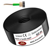 MAS Premium Cable subterráneo de 5-100 m, NYY-J 1 x 4, 6, 10, 16 o 25, cable eléctrico OFC para instalación al aire libre, tierra (NYY-J 1 x 10 mm², 50 m)