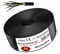MAS Premium Cable subterráneo de alta potencia 5 - 100 m NYY-JZ 7 x 1,5, 2,5 o 4 cables eléctricos anillo para instalación al aire libre, tierra (NYY-JZ 7 x 1,5 mm², 100 m)