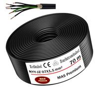 MAS Premium Cable subterráneo de alta potencia 5 - 100 m NYY-JZ 7 x 1,5, 2,5 o 4 cables eléctricos anillo para instalación al aire libre, tierra (NYY-JZ 7 x 1,5 mm², 70 m)