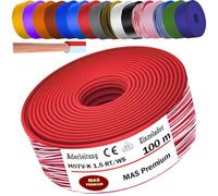 MAS Premium Conducto de vía H07 V-K 1 x 1,5 mm² SW HBL GNGE GN RT DBL BR OR GR WS VIO U-MAR.BL RS RTWS DBLWS o GE de una sola vena flexible (rojo-blanco, 100 m)