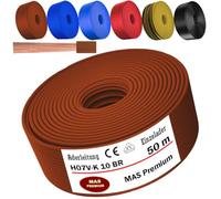 MAS Premium De 5 a 100 m de cable unipolar flexible H07 V-K 10 mm² Negro, marrón, azul oscuro, verde amarillento, azul claro o rojo Conductor sencillo flexible (marrón, 50 m)