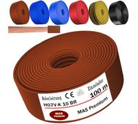 MAS Premium De 5 a 100 m de cable unipolar H07 V-K 10 mm², negro, marrón, azul oscuro, amarillo verdoso, azul claro o rojo, unipolar flexible (marrón, 100 m)
