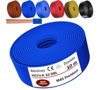 MAS Premium De 5 a 100 m de cable unipolar H07 V-K 10 mm² Negro, marrón, azul oscuro, verde amarillento, azul claro o rojo Conductor sencillo flexible (Azul oscuro, 10 m)