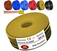 MAS Premium De 5 a 100m de cable unipolar H07 V-K 10 mm² Negro, marrón, azul oscuro, verde amarillento, azul claro o rojo, cable unipolar flexible (verde amarillento, 50m)