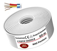 MAS Premium De 5 a 250 m cable de telecomunicación J-Y(ST) Y 2_4_6X2X0,8, línea telefónica, línea telefónica (J-Y(ST) Y 2X2X0,8, 50 m)