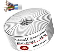 MAS Premium De 5 a 250 m cable de telecomunicación J-Y(ST) Y 2_4_6X2X0,8, línea telefónica, línea telefónica (J-Y(ST) Y 6 x 2 x 0,8, 15 m