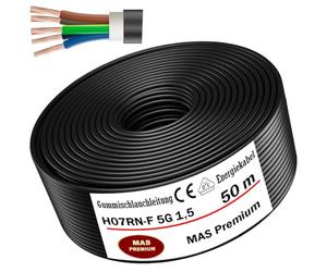 MAS Premium H07RN-F 5G1,5, 4, 6 o 100 m, cable flexible con conductor de protección para dispositivos pesados (H07RN-F 5G1,5 mm², 50 m)