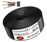 MAS Premium H07RN-F - Cable de manguera de goma (5-100 m, H07RN-F 3G 1, 3G 1,5, 3G 2,5, 3G 4, 3G 6, 3G 10 o 3 x 1,5, cable flexible para dispositivos pesados (H07RN-F 3 x 1,5 mm², 40 m)
