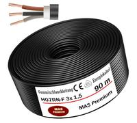 MAS Premium H07RN-F - Cable de manguera de goma (5-100 m, H07RN-F 3G 1, 3G 1,5, 3G 2,5, 3G 4, 3G 6, 3G 10 o 3 x 1,5, cable flexible para dispositivos pesados (H07RN-F 3 x 1,5 mm², 90 m)