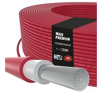 MAS-Premium H1Z2Z2-K - Cable solar (10 mm², certificado TÜV-2, libre de halógenos, doble aislamiento, libre de movimiento, instalación fija o en sistemas fotovoltaicos, longitud: 5 hasta 200 m (rojo,