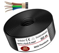 MAS Premium NYY-J 5-170 m 3 x 1,5 2,5 4 6 10 16 o 5 x 1,5 2,5 4 6 10 16 cable subterráneo cable de alimentación eléctrica anillo para instalación al aire libre tierra (NYY-J 5 x 2,5 mm², 50 m)