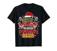 Más probabilidades de Beber Cerveza de Papá Noel Bebida Divertida Navidad Camiseta gráfica económica, Hombre, Negro, L