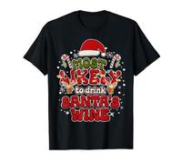 Más probabilidades de Beber Vino de Papá Noel Bebida Divertida Navidad Camiseta gráfica económica, Hombre, Negro, XL