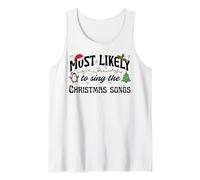 Más probabilidades de Cantar Canciones navideñas Diseño Festivo Camiseta sin Mangas