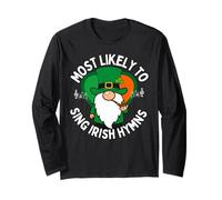 Más probabilidades de Cantar himnos irlandeses Shamrock Día de San Patricio Manga Larga