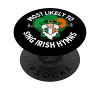 Más probabilidades de Cantar un Himno irlandés Shamrock Día de San Patricio PopSockets PopGrip Adhesivo