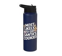 Más probabilidades de comer galletas de Papá Noel Familia Navidad Coincidencia Stainless Steel Insulated Water Bottle