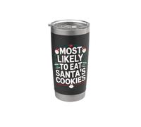 Más probabilidades de comer galletas de Papá Noel Familia Navidad Coincidencia Vaso térmico de acero inoxidable de doble pared