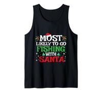 Más probabilidades de IR a Pescar con la Familia de Papá Noel Navidad Divertida Camiseta sin Mangas