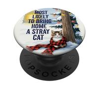 Más probabilidades de Llevar a casa un Gato Callejero Invierno PopSockets PopGrip Adhesivo