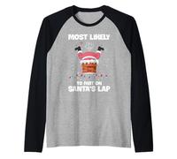 Más probabilidades de tirarse un Pedo en el Regazo de Papá Noel Familia Camiseta Manga Raglan