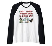 Más probabilidades de traer a casa un Gato Callejero Rescate de Navidad Camiseta Manga Raglan