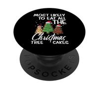 Más Probable Que coman Pasteles de árbol de Navidad Navidad Mujeres Niños Hombres PopSockets PopGrip Adhesivo